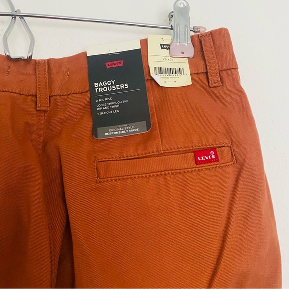Levi’s Premium Baggy Trousers in Baked Clay Twill - Brown Size 26/31 - Picture 14 of 16